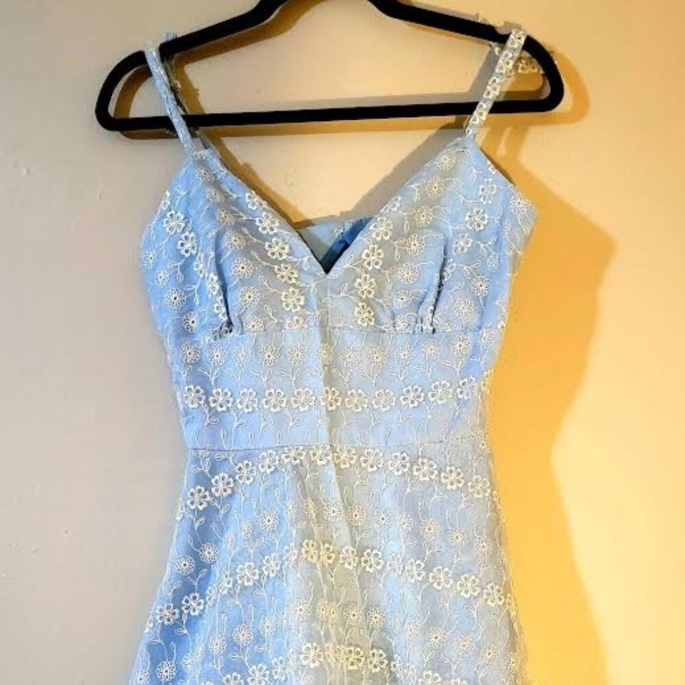 Blue Handmade Dress - Measurements in Photos